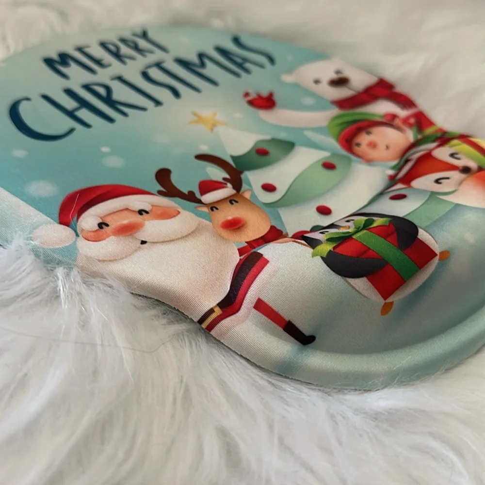Mouse Pad with Wrist Rest Merry Christmas‎ Santa Elf Tudolph Polar Bear